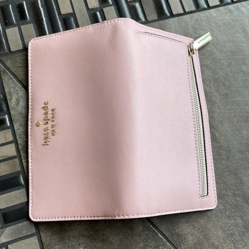 Kate Spade Madison Large Slim Bifold Wallet Conch Pink NWT - Picture 5 of 16